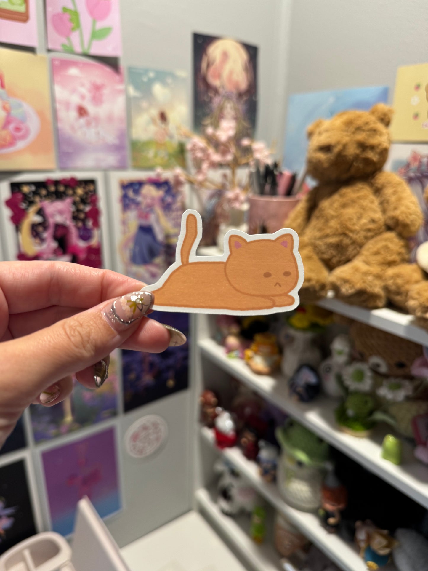 Orange Lazy Kitty Sticker