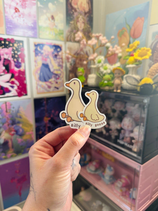 Silly Goose Glitter Sticker