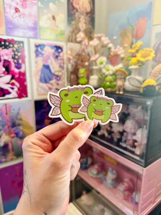 Flower Fairy Froggo Glitter Sticker