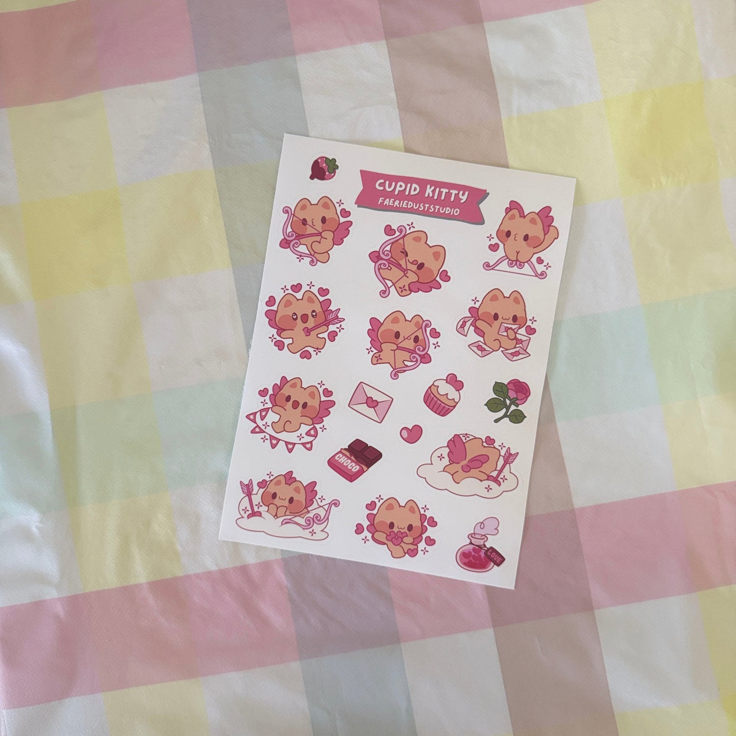 Cupid Kitty Sticker Sheet