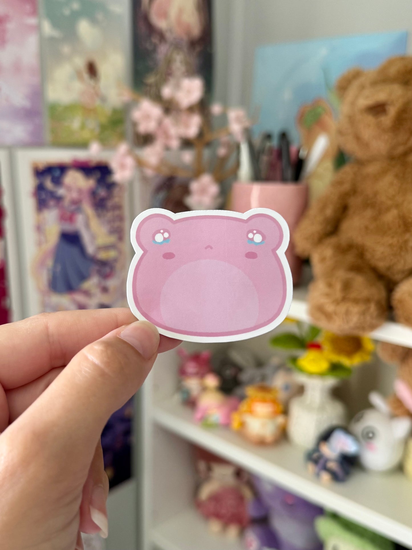 Pink Crying Froggo Sticker