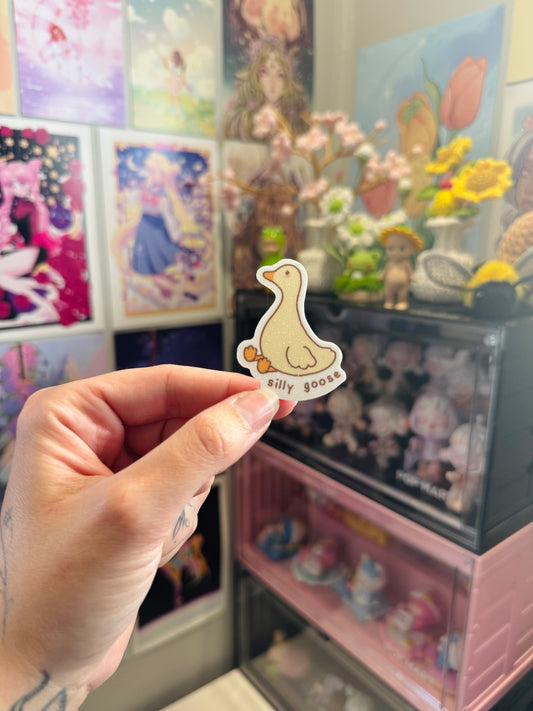 Silly Goose Glitter Sticker