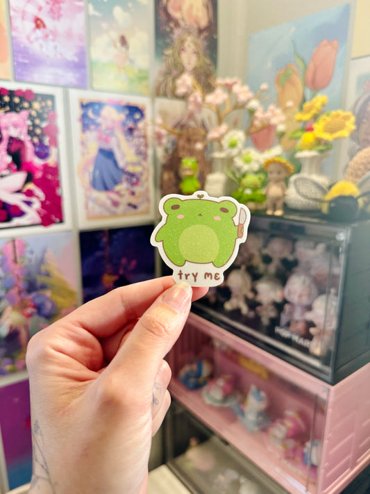 Try Me Froggo Glitter Sticker