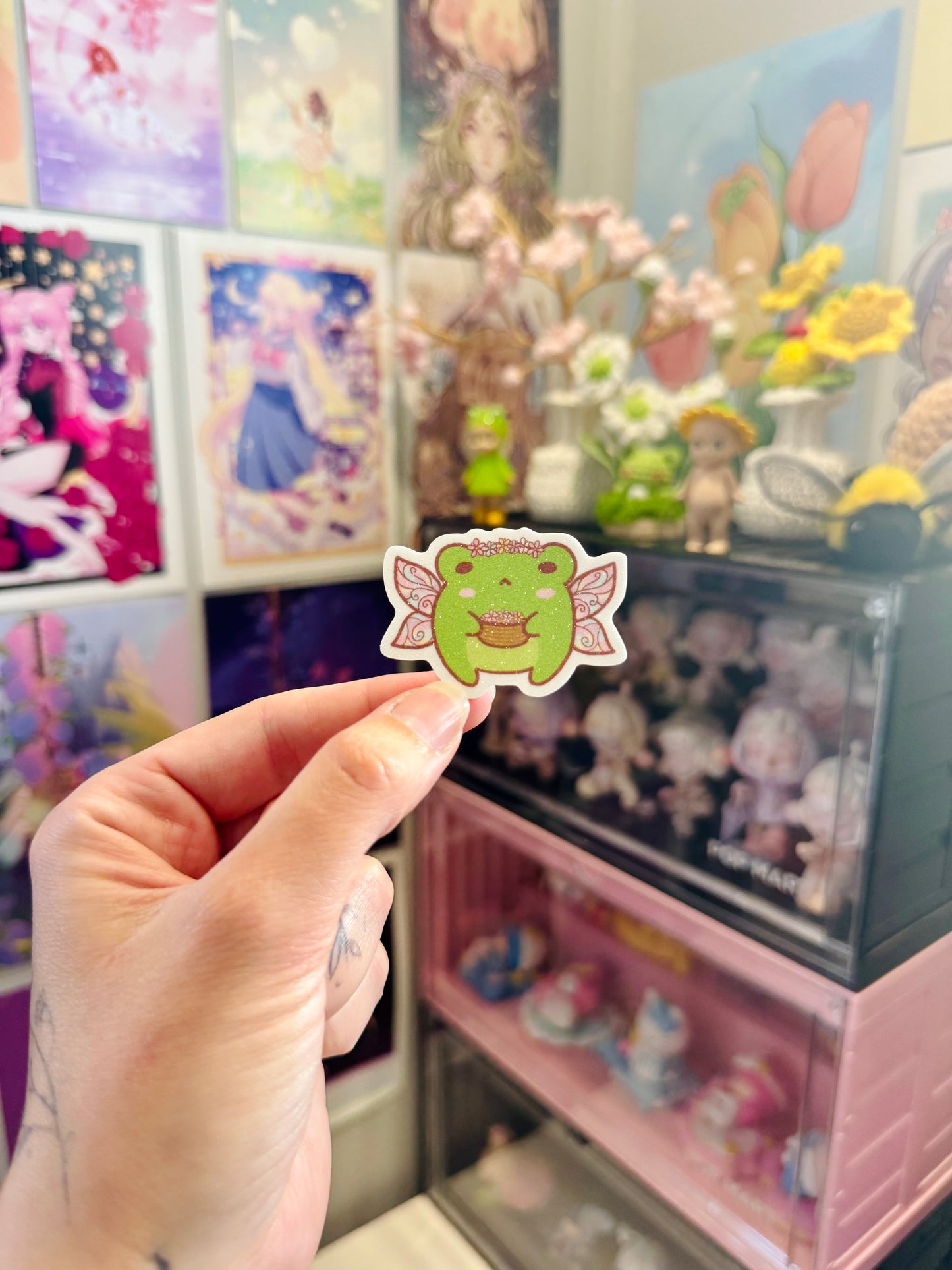 Flower Fairy Froggo Glitter Sticker