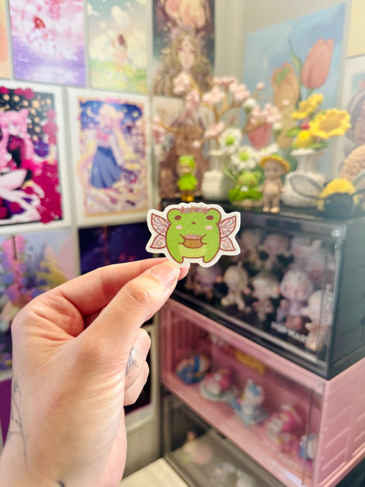 Flower Fairy Froggo Glitter Sticker