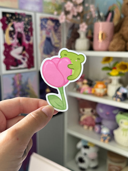 Froggo On Tulip Sticker