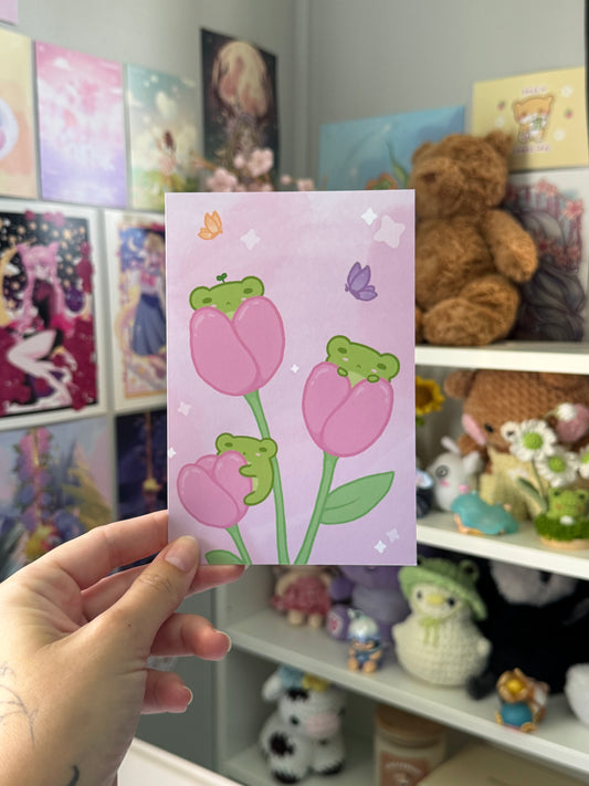 Froggos & Tulips 4x6 print
