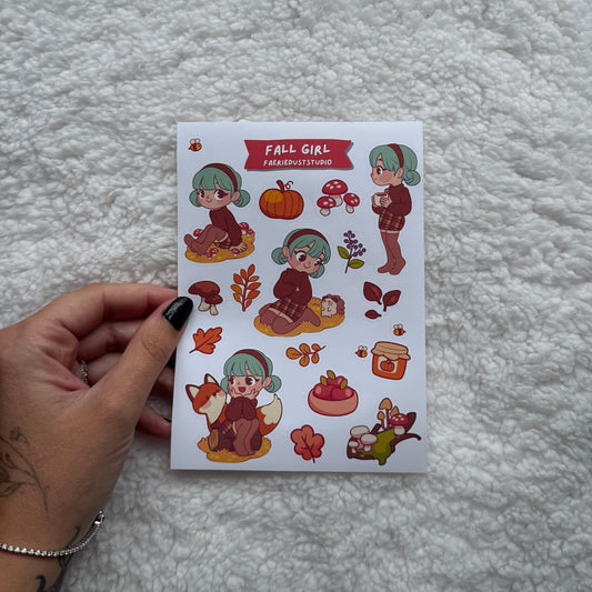 Fall Girl Sticker Sheet