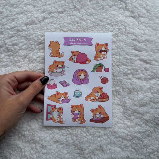 Sad Kitty Sticker Sheet