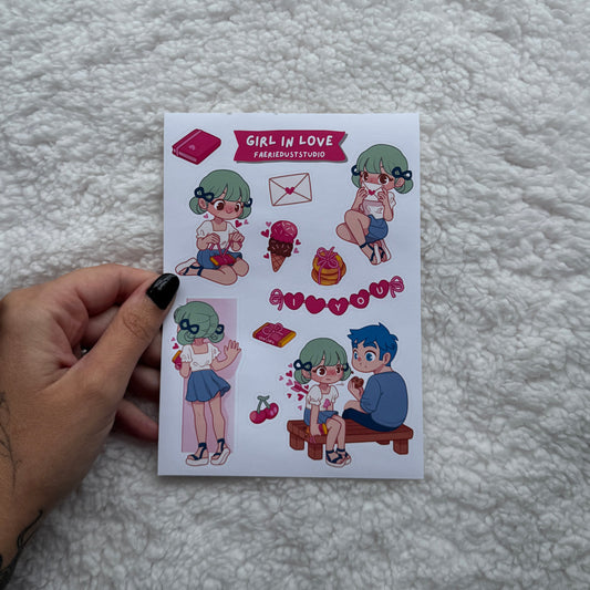 Girl In Love Sticker Sheet