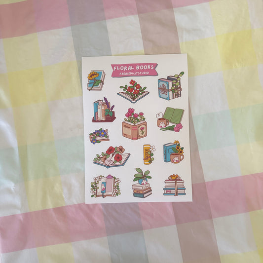 Floral Books Sticker Sheet