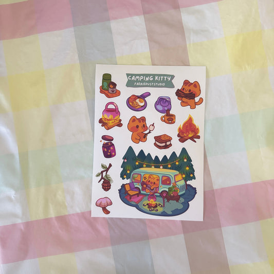 Camping Kitty Sticker Sheet