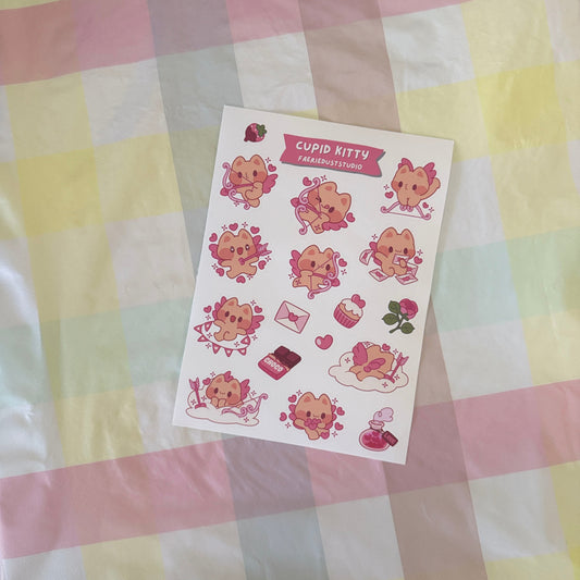 Cupid Kitty Sticker Sheet