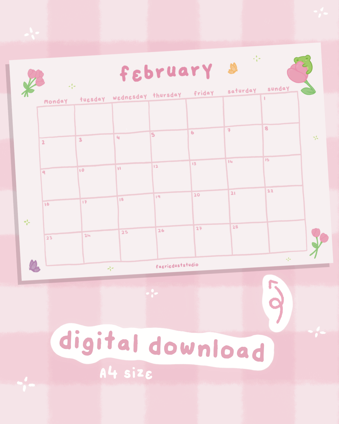 Digital Calendar Page - February