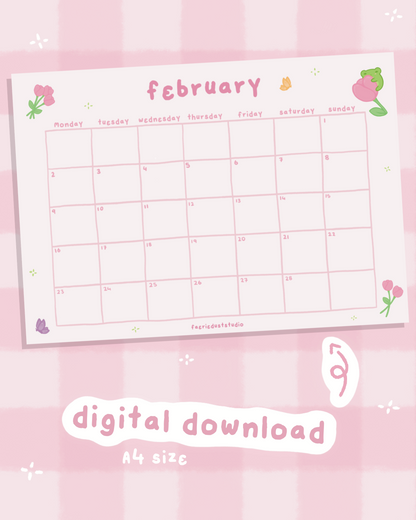 Digital Calendar Page - February